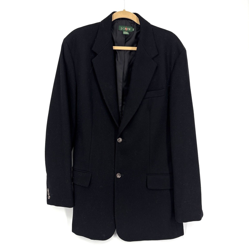 J Crew Oarsman Wool Blazer Mens 42L Black 100% Wool Two Button Jacket No Vent